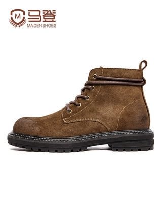 Maden Retro Winter Shoes Men Boots Desert High Top Boot Casual Vintage Street Cool Shoe Winter Brown Martin Leather Shoes