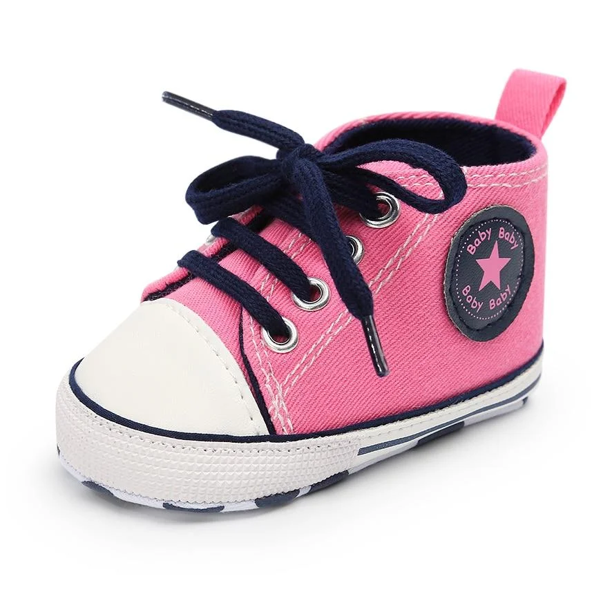 Baby Shoes Boy Girl Star Solid Sneaker Cotton Soft Anti-Slip Sole Newborn Infant First Walkers Toddler Casual Canvas Crib Shoes