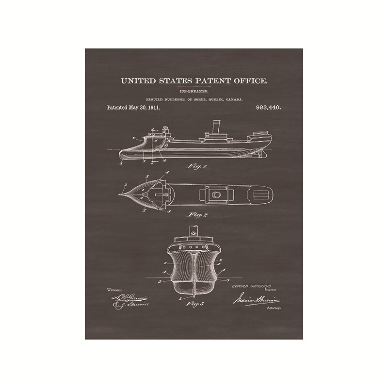 Black and White Structural Drawing of Seagoing Ship Components Painting Wall Art Poster and Print Home Decor Living Room Design