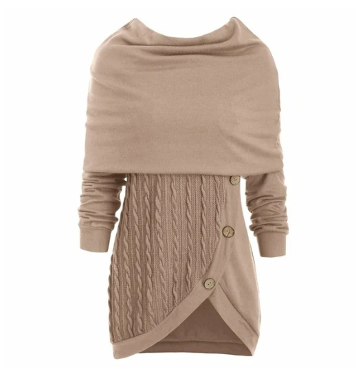 Women's Irregular Pile Collar Hooded Sweater