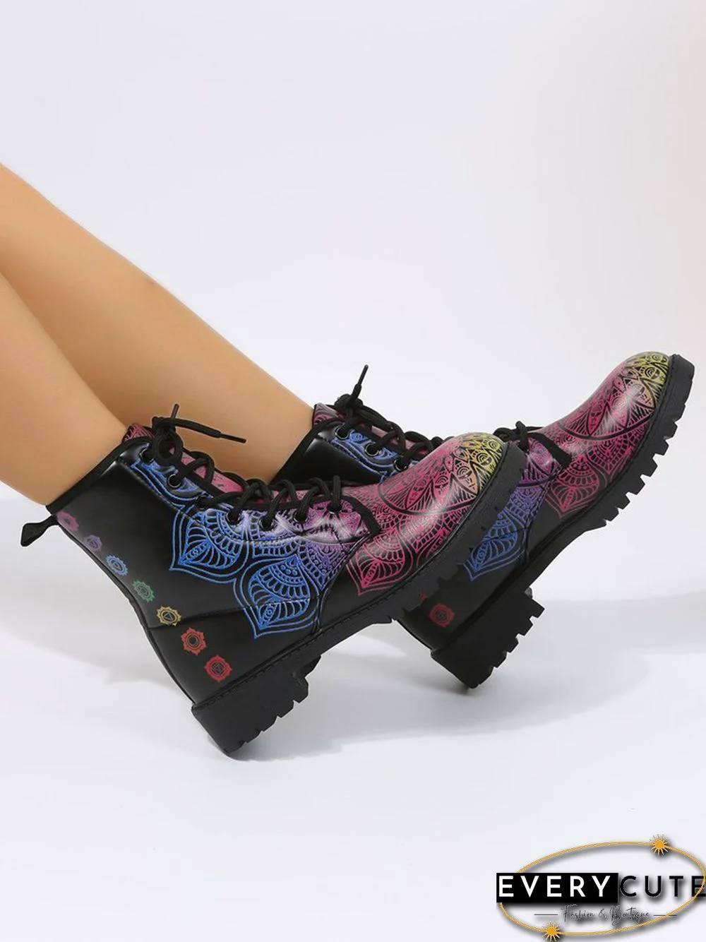 Colorful Gradient Folk Graphic Booties
