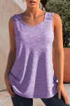 Plus Size Lace Stitching Solid Tank Top