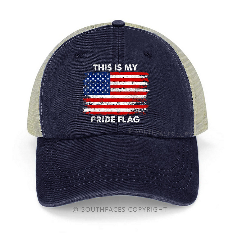USA Flag This Is My Pride Flag Print Gift Trucker Cap