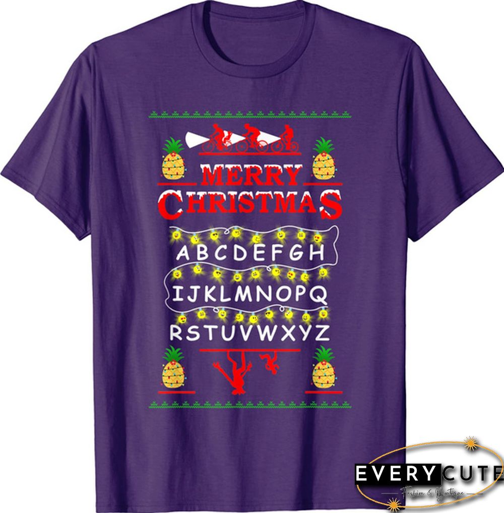 Xmas Things Pineapple Upside Down Mele Kalikimaka Stranger T-Shirt