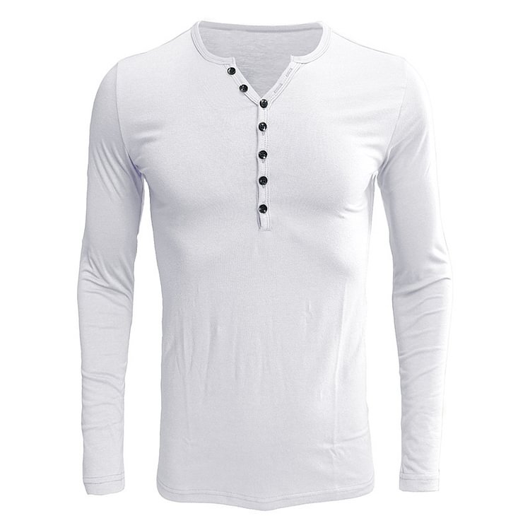 Men's T-shirt Long Sleeve Men's Bottoming Shirt Clothes Men's Henry Shirt