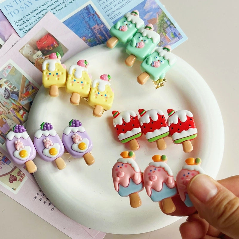 Women’s Cute Ice Cream Card Watermelon Resin Epoxy Hair Clip