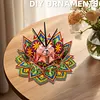 Peinture en diamant en 5D bricolage, d&eacute;coration de bureau en acrylique, bougeoirs fleurs, d&eacute;coleur de bureau maison faite main pour adultes d&eacute;butants (Lotus-A jaune et vert)