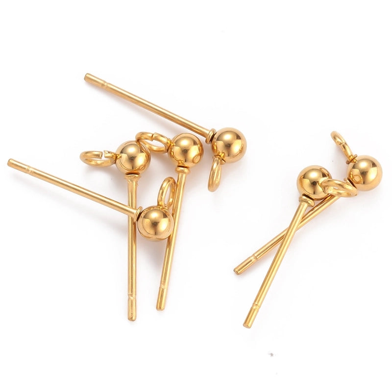 50 PCS/Package Diameter 3mm Diameter 4mm Diameter 5mm 304 Stainless Steel Solid Color Earring Findings