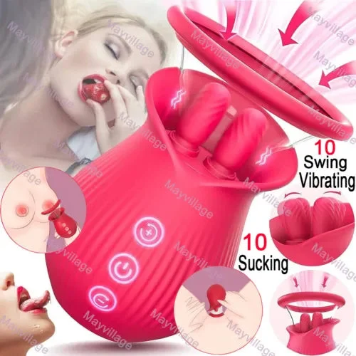 pornhint Pornhint Clitoral Nipple Vibrator Vacuum Cup Sucking Pump Licking Rose Sex Toys for Women