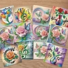 12Pcs Romantic Bouquet DIY Diamond Painting Greeting Cards for Adults Gifts