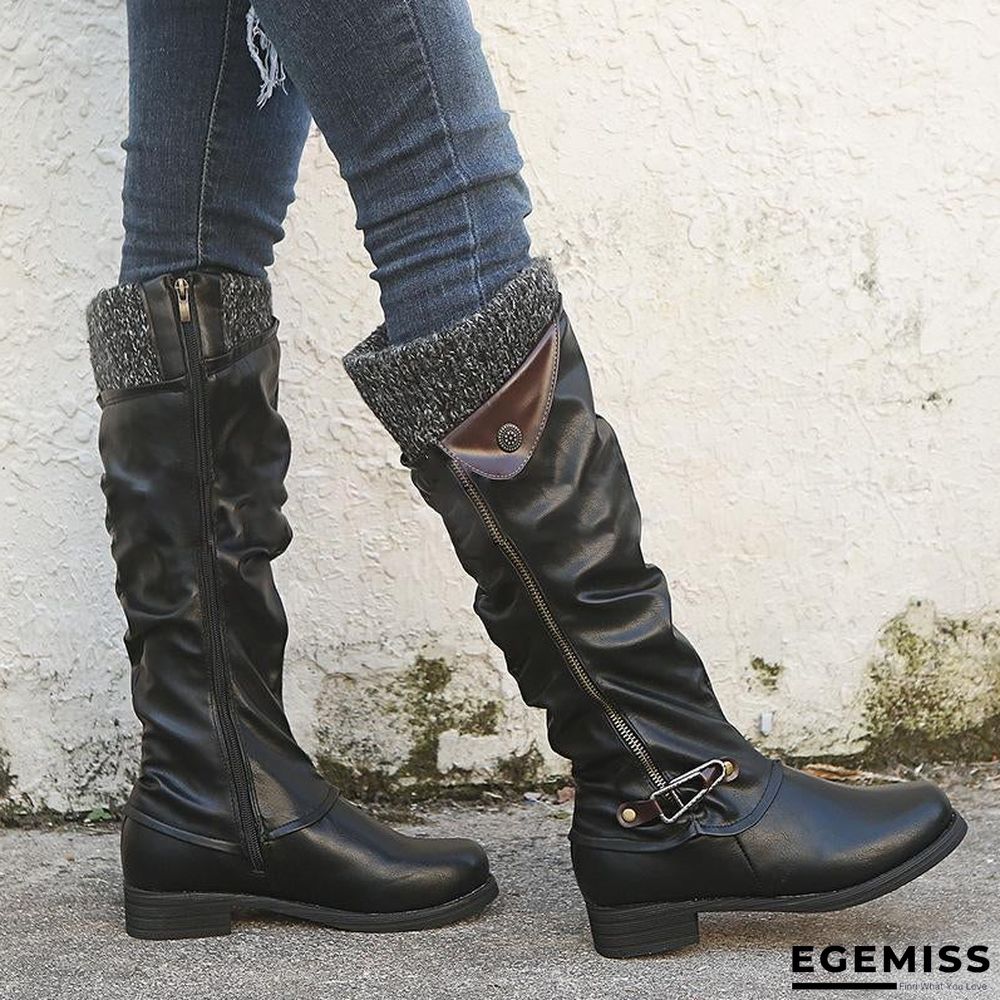 Fashion Round Toe Flat Knee High Boots | EGEMISS