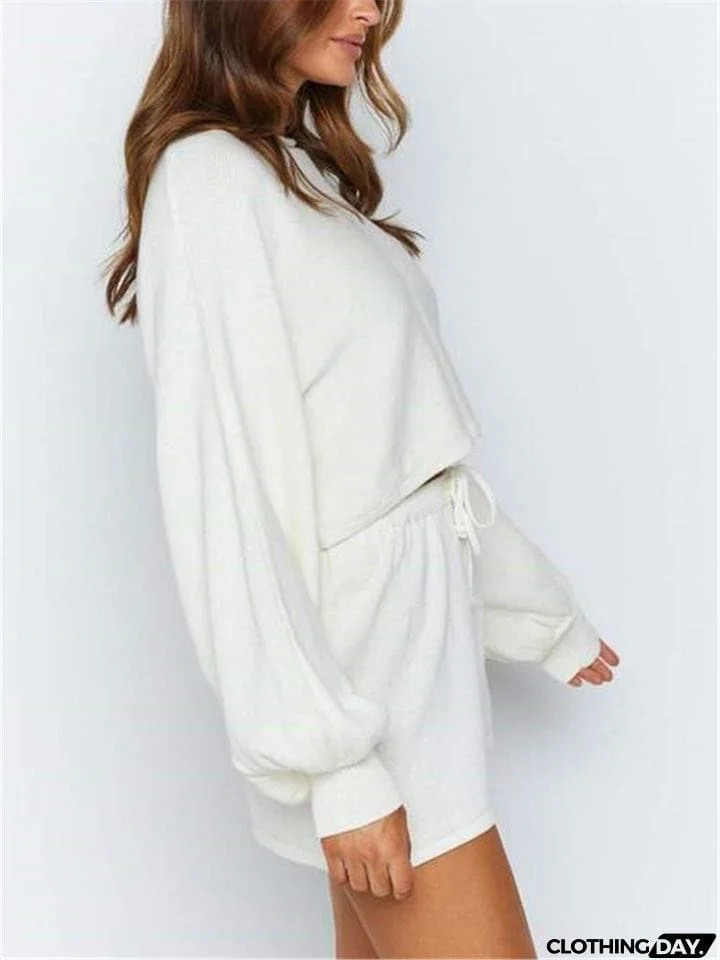 Women's Cozy Leisure Round Neck Two-Piece Set