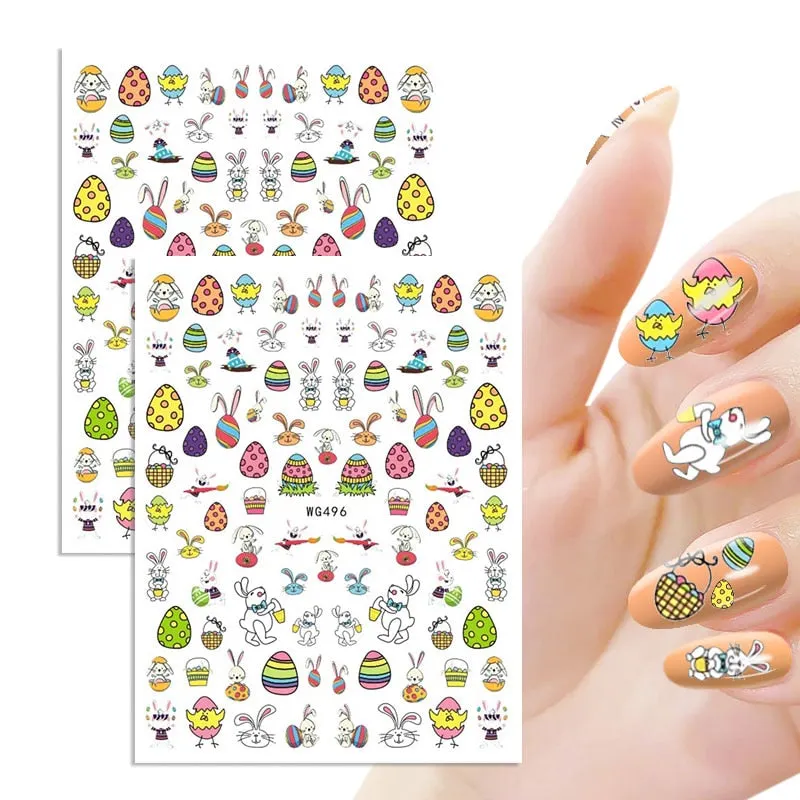 1pc Winter Xmas Nail Sticker 3D Christmas Elk Santa Snowflake Rabbit Cartoon Animal Slider Design Polish Deco Nail Accessories-Nail Inspo