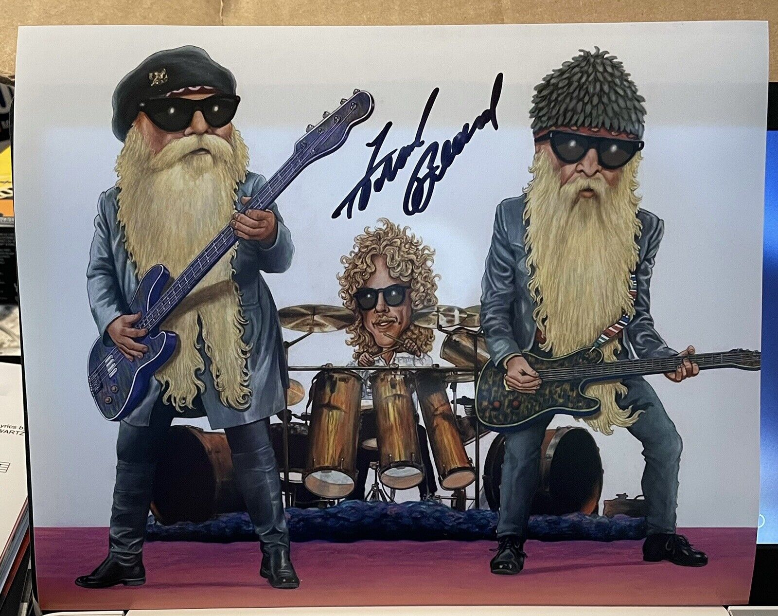 Frank Beard Signed 8x10 ZZ Top Beckett COA Billy Gibbons D4