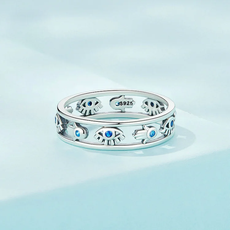 Olivenorma Sterling Silver S925 Evil Eye Hamsa Ring