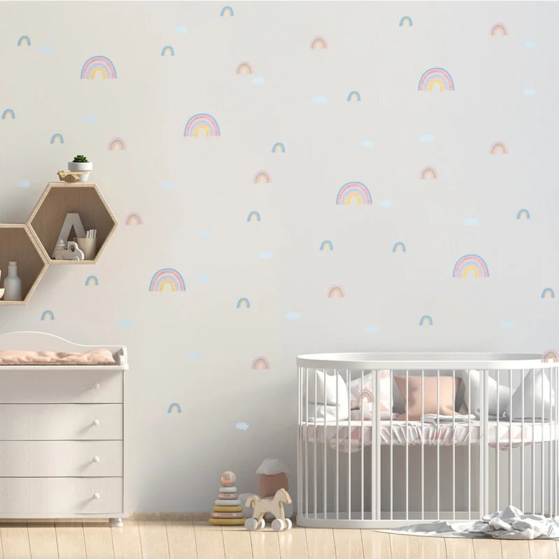 Cartoon Rainbow Weather Wall Stickers Children Nursery Waterproof PVC High Quality Decals Kids Room DIY Colorful Poster