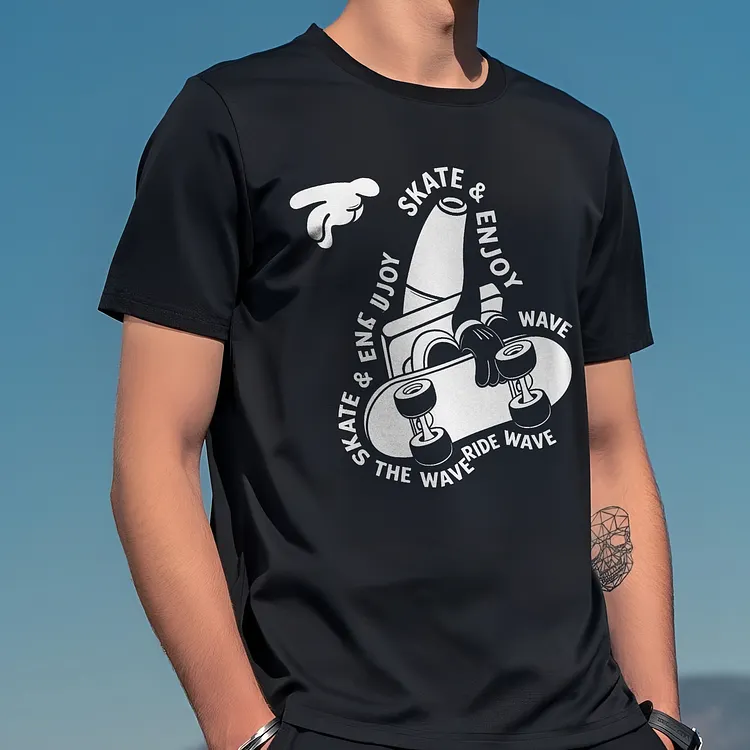 Skate & Enjoy Ride The Wave Printed Men's T-shirt