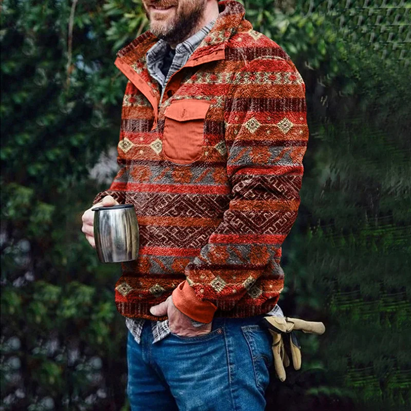 Casual Red Geometric Pattern Sweatshirt