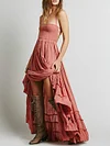Elasticity Falbala Backless Condole Belt Maxi Dresses