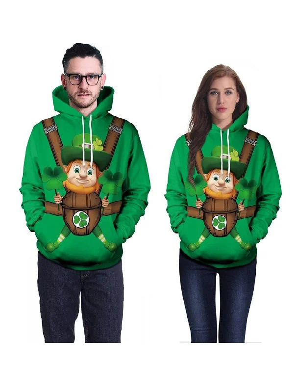 St Patricks Day Cute Print Hoodie For Couples-elleschic