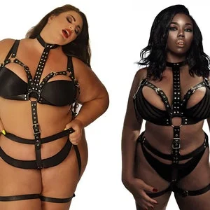 pornhint Pornhint US Size 2-30+ Plus Size PVC Synthetic Leather Bondage Bra, Adjustable Straps, Harness, Thigh Cuffs, Gothic Dress-up, In Many Colours