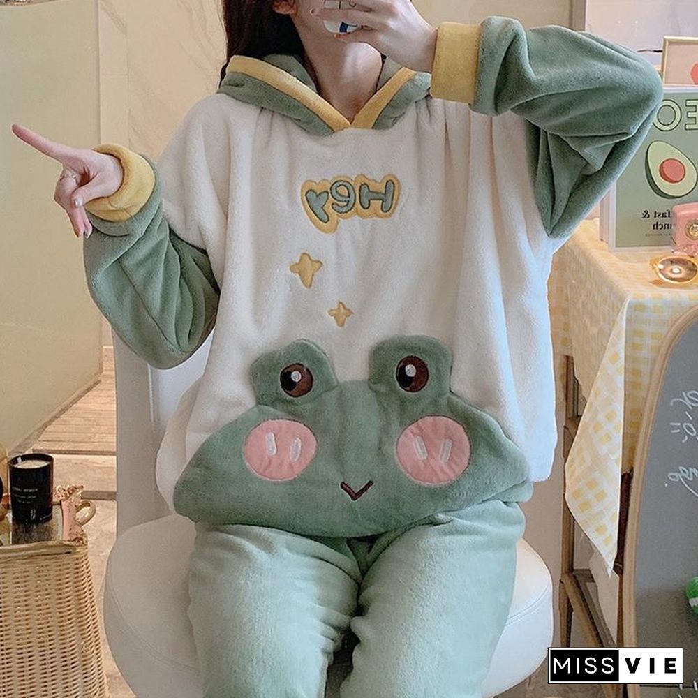 Frog Eyes Ears Hooded Pajamas Two-piece Set