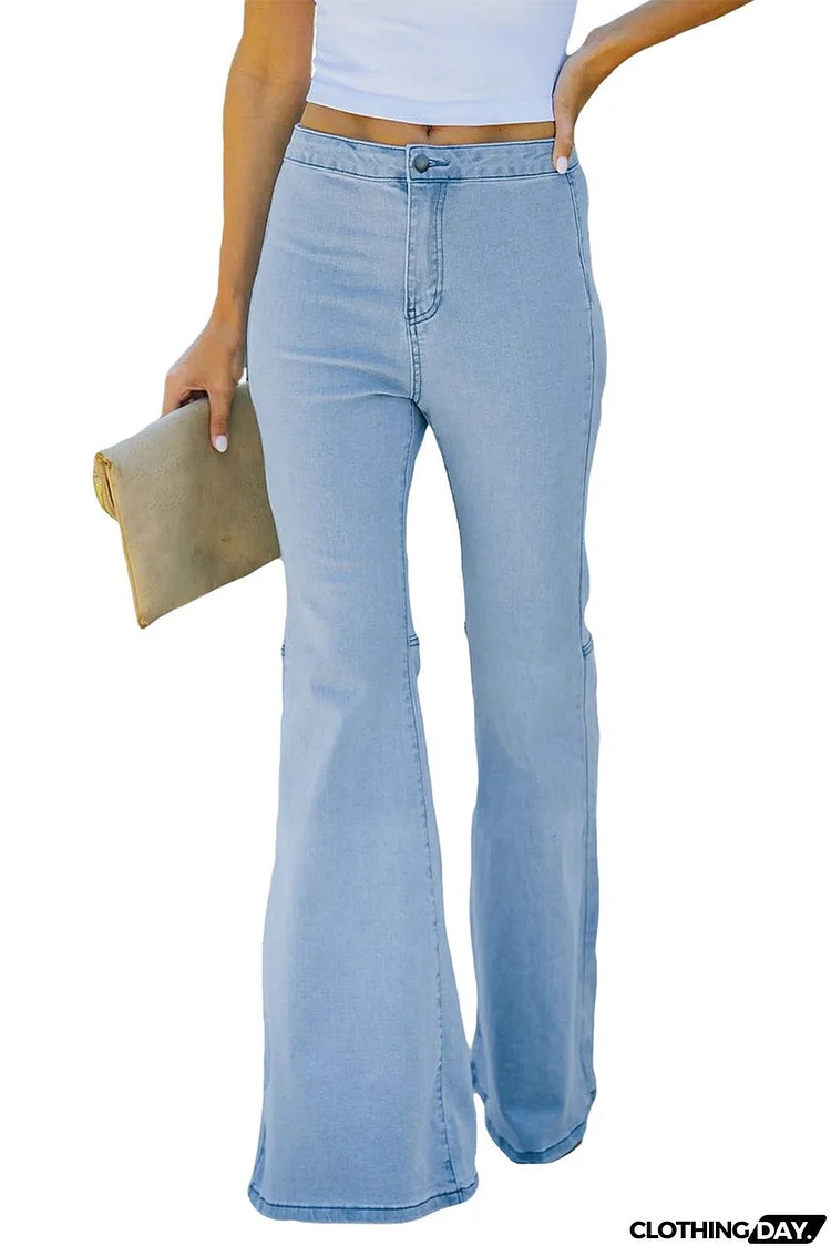 High Waist Pockets Bell Jeans