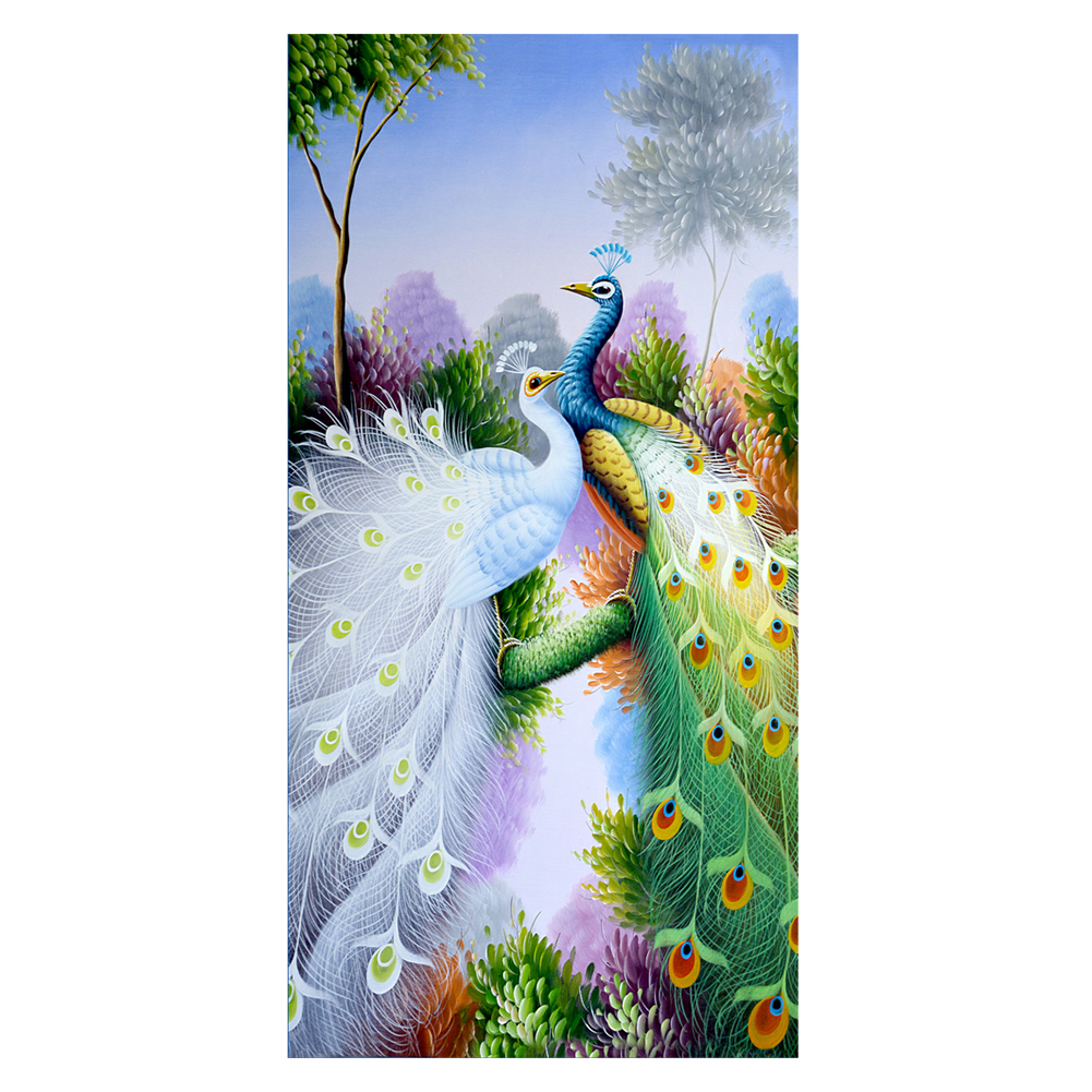 

Couple Peacock - 11CT Stamped Cross Stitch - 66*121CM, 501 Original