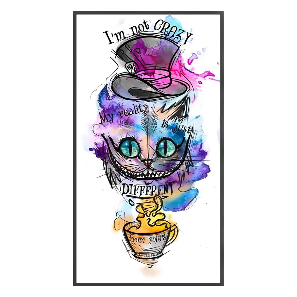 11CT Full Stamped Cross Stitch - Alice Cat(Canvas|35*65CM)