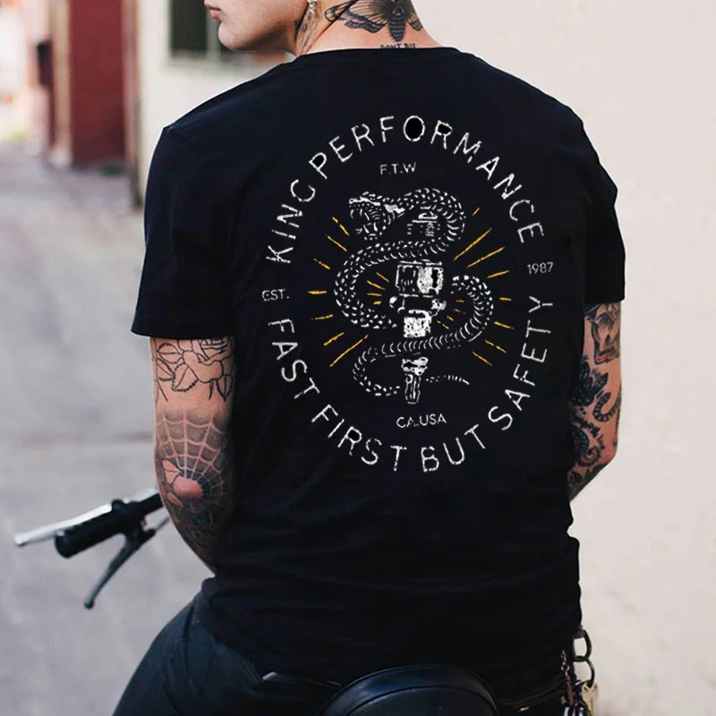KING PERFORMANCE FAST FIRST BUT SAFETY Snake Print Men's T-shirt