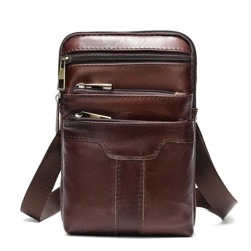 Vintage Multipurpose Leather Fanny Bags With Positions