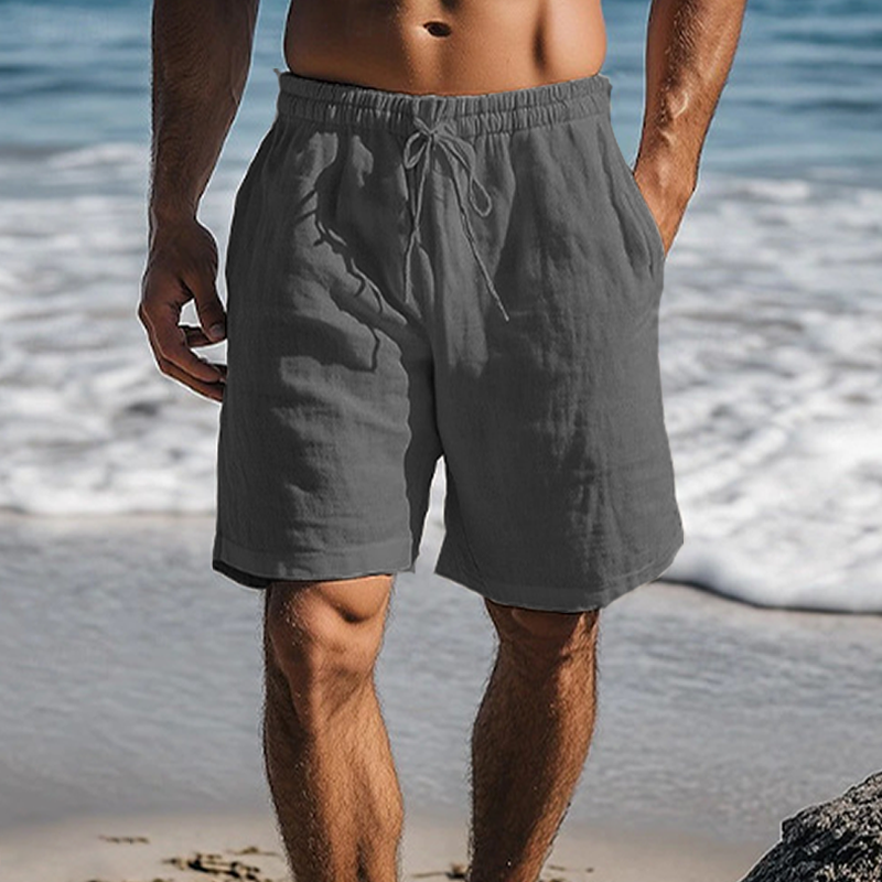 Men's Casual Linen Drawstring Beach Shorts
