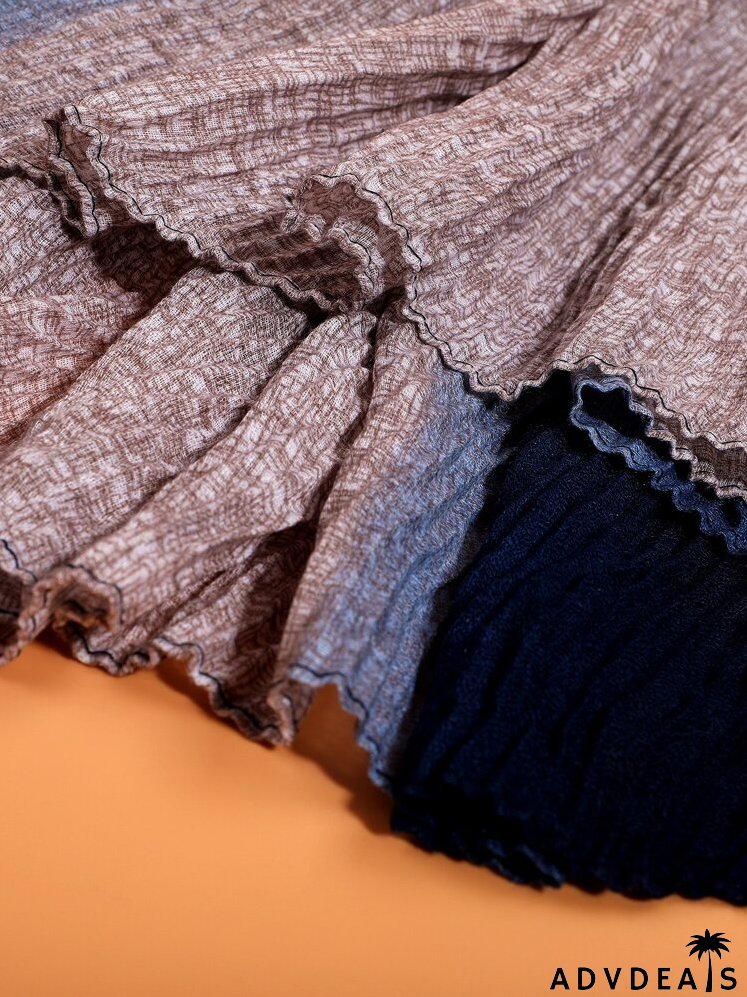 Color Block Pleated Scarf