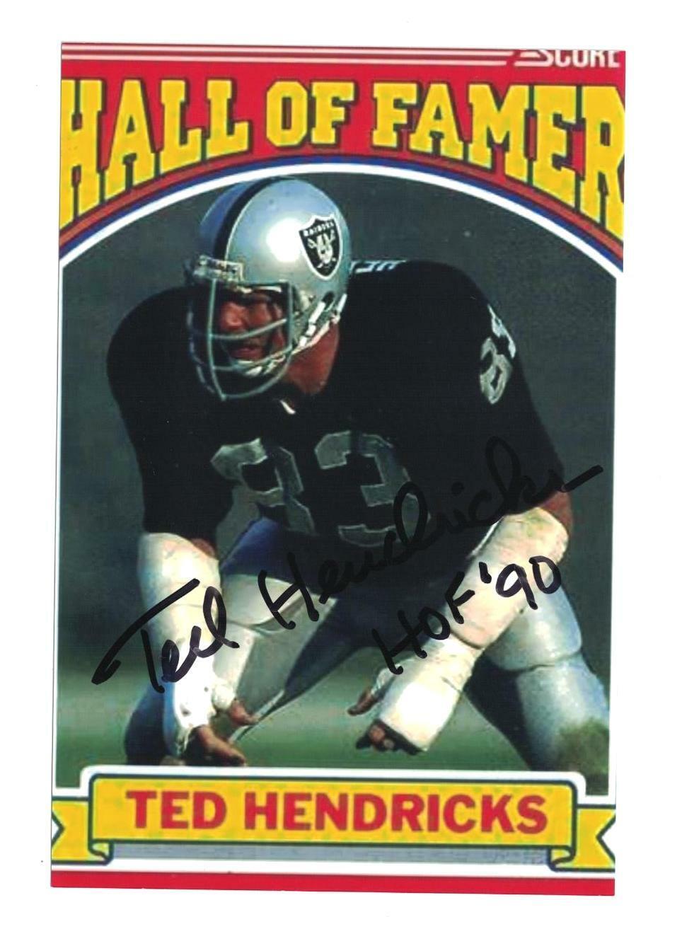 Ted Hendricks Signed Autographed 4x6 Photo Poster painting Oakland Raiders HOF A