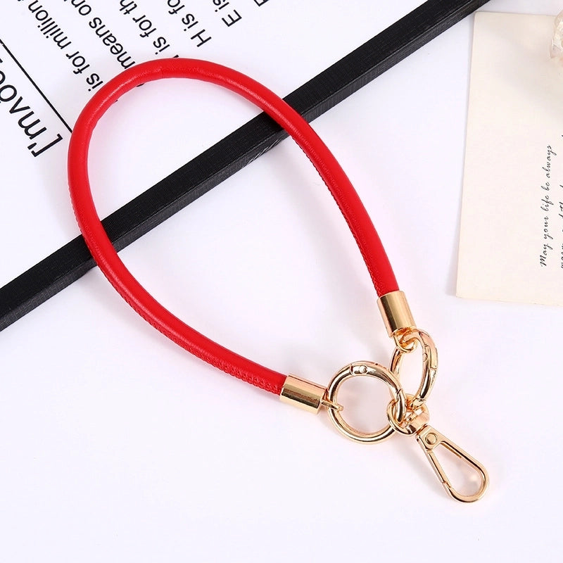 Minimalist Solid Color Pu Leather Bag Pendant Mobile Phone Chain Keychain
