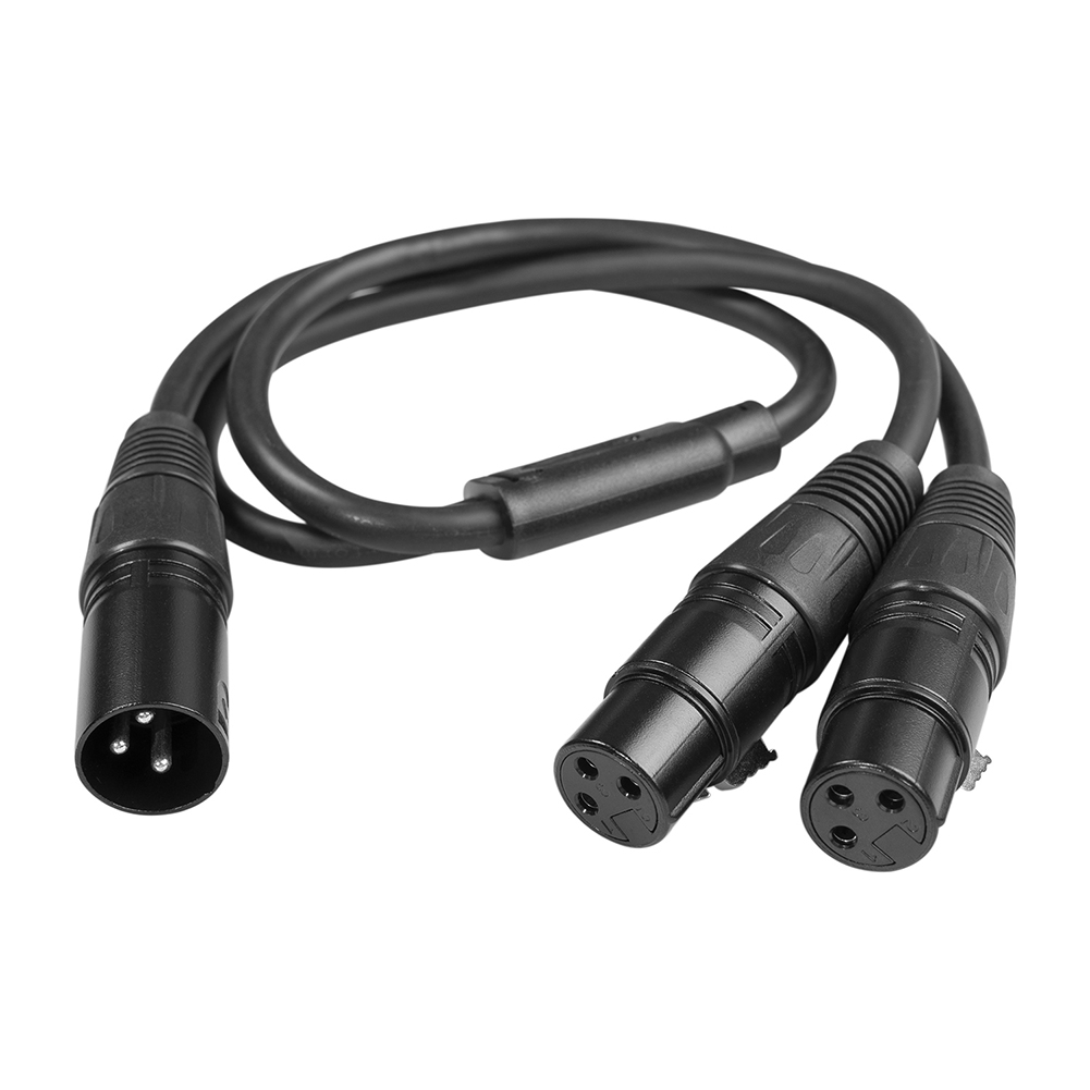 

50cm 3 Pin XLR Male to Dual Female Y Splitter Adapter Cable Converter Black, 501 Original