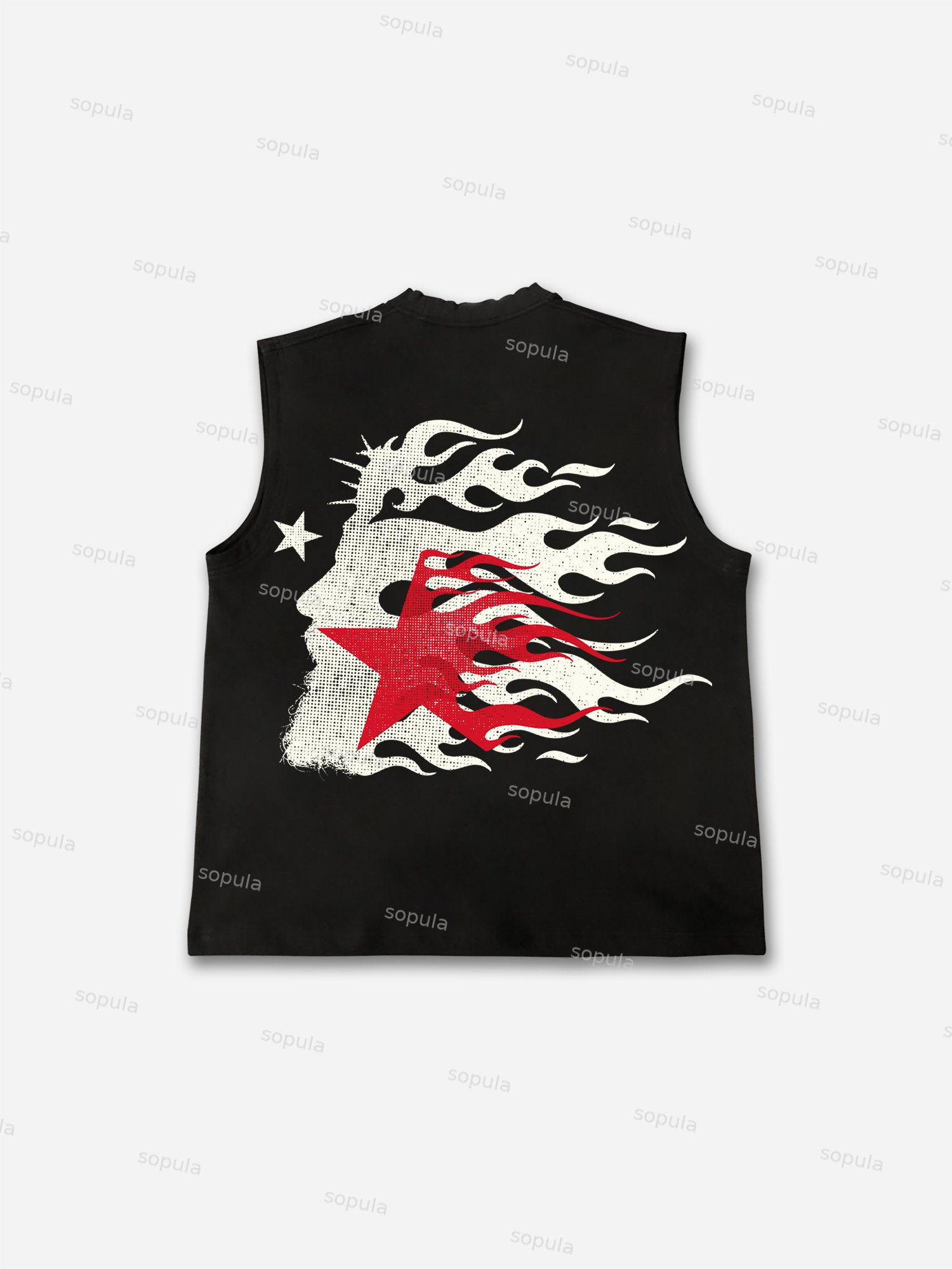 Flame Jesus Silhouette Network Vintage Graphic Vests - Sopula｜Premium Graphic Tees & Graphic Clothing