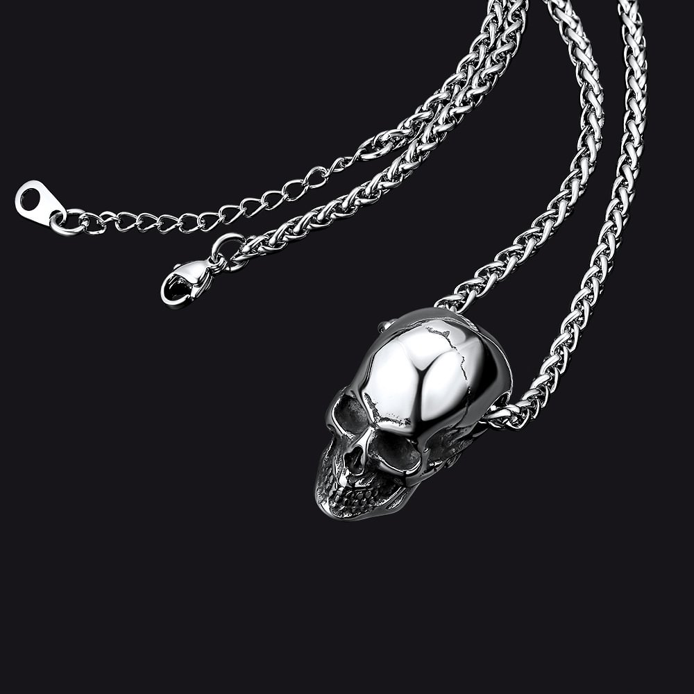 Gothic Skull Necklace For Men With Rope Chain