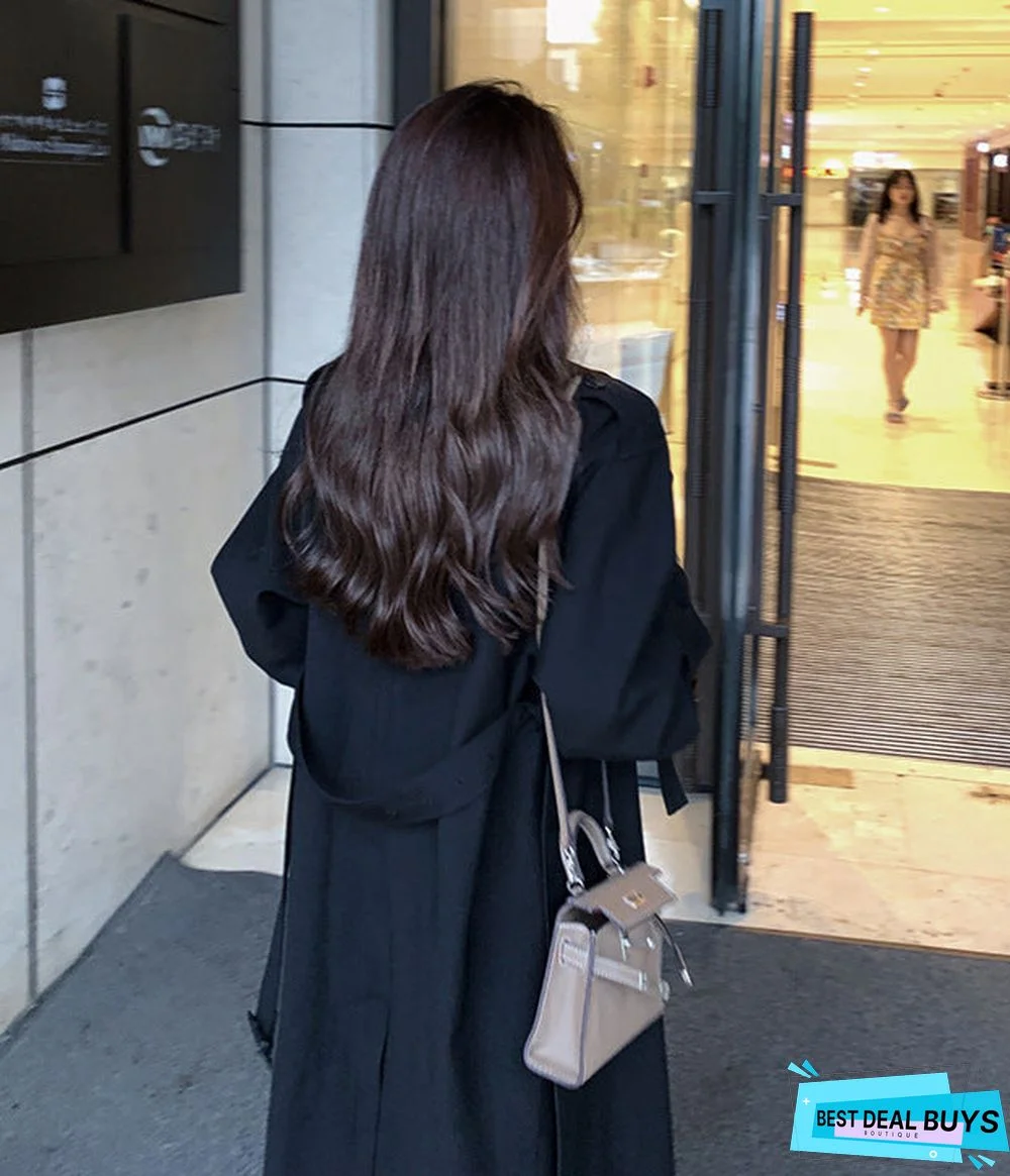 Long Loose Over-The-Knee Coat In Women's Windbreaker