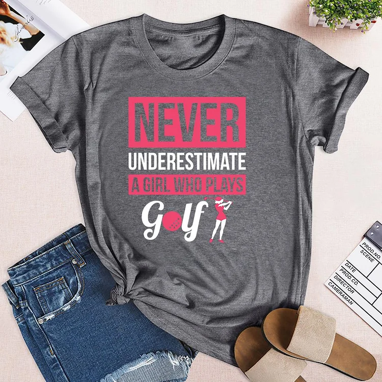 Never Underestimate A Girl Who Plays Golf  T-shirt Tee -03367-Annaletters
