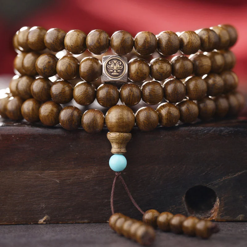 Agarwood Amber Red Agate 108 Mala Beads 999 Gold Brunei Heart Sutra Strength Meditation Bracelet