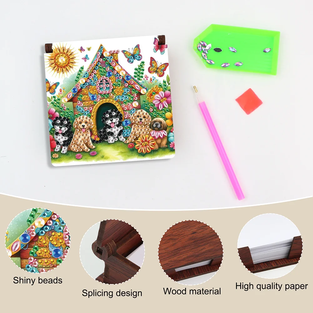 DIY Dog Diamond Painting Note Box Paper 160 Sheets of Paper for DIY Art Craft