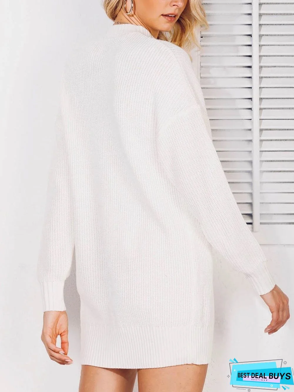 Solid Casual Crew Neck Sweater