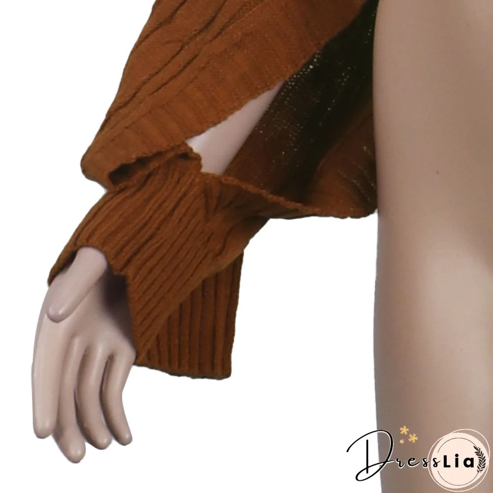 Solid Color Turtleneck Bat Sleeve Sweater Crop Top