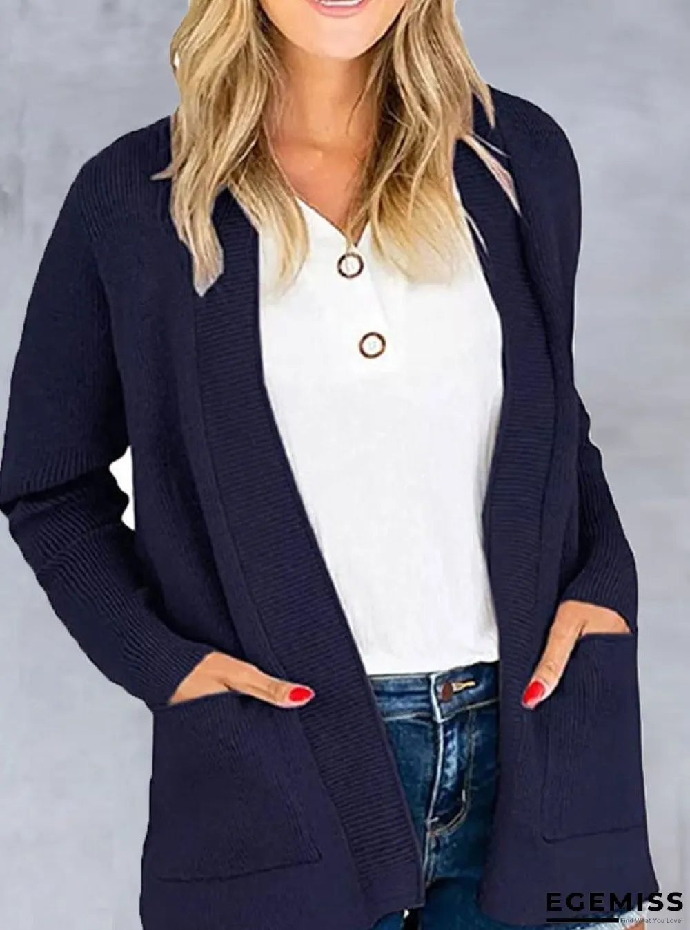 Casual Loose Solid Color Sweater Cardigan | EGEMISS