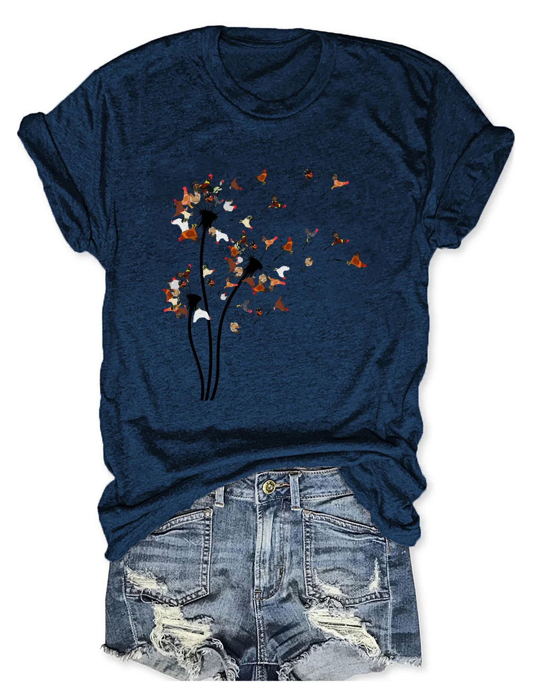 Chicken Dandelion Flower T-shirt
