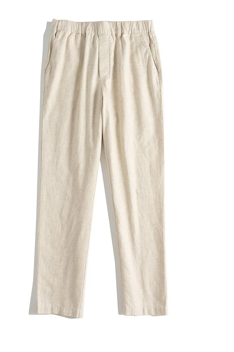Pure Color Linen Casual Pants Women Drawing Trousers