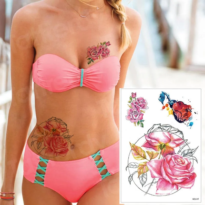 sexy temporary tattoo flower swallow fish tattoo watercolor stretch flower tattoo designs animals waterproof tatoo fake body art