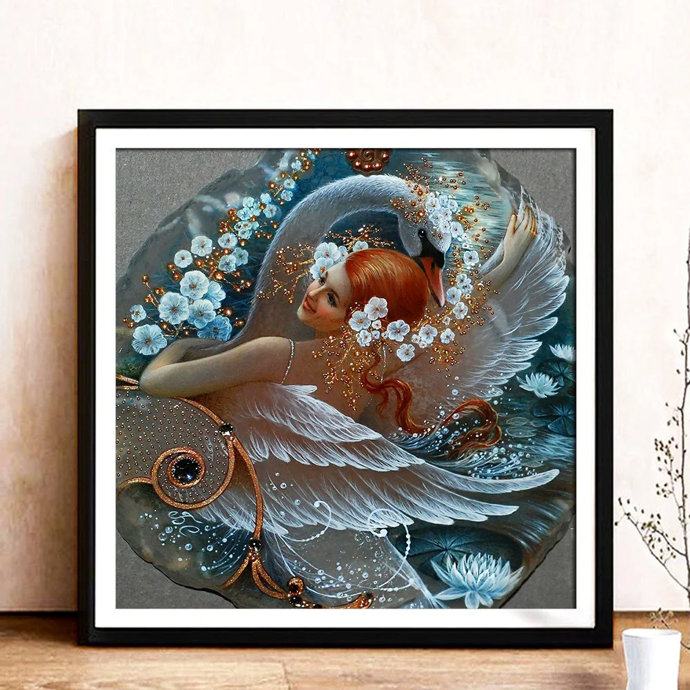 Diamond Painting - Full Round Drill - Girl Swan(30*30cm)
