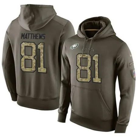 NFL Men's  Philadelphia Eagles #81 Jordan Matthews Stitched Green Olive Salute To Service KO Performance Hoodie